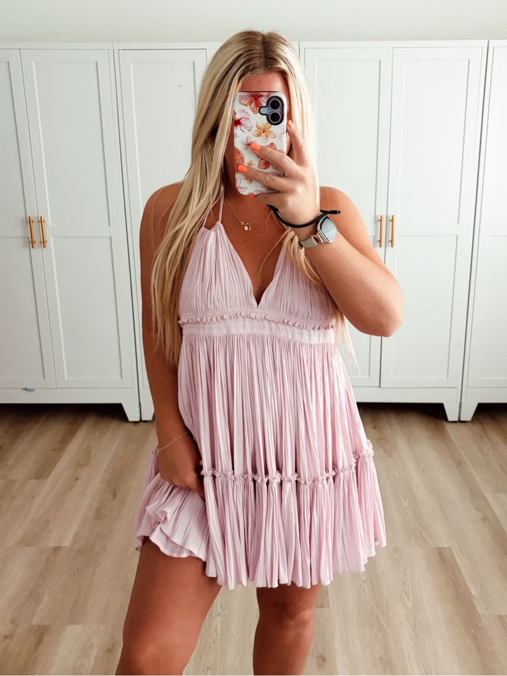 Free people light pink/purple backless halter 100 degree mini dress